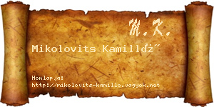Mikolovits Kamilló névjegykártya